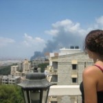 Smoke from bombs -- the view from our balcony